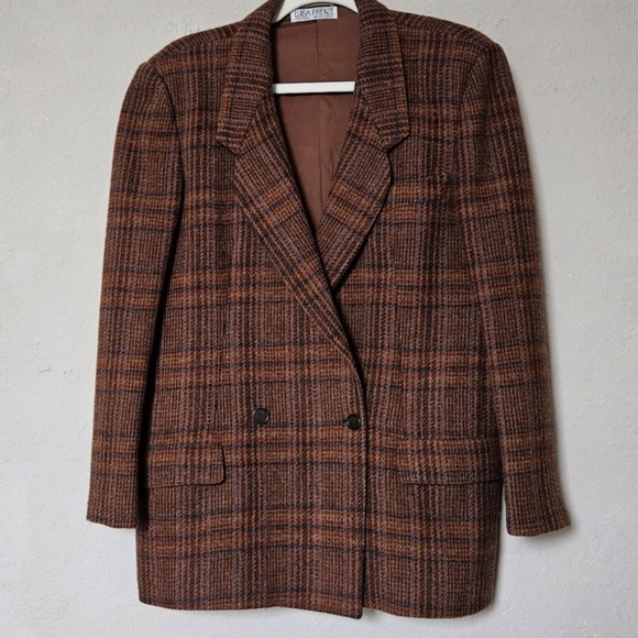 Vintage Jackets & Blazers - Luisa Firenze Via Roma Brown Tweed Double Breasted Woman’s Oversized Blazer